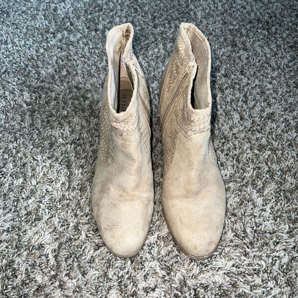 A.N.A Tan Suede Heeled Booties Size 11 - Picture 2 of 7